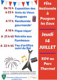 Festivités du 14 juillet à Pougues les Eaux. Le jeudi 14 juillet 2016 à Pougues les Eaux. Nievre.  17H00